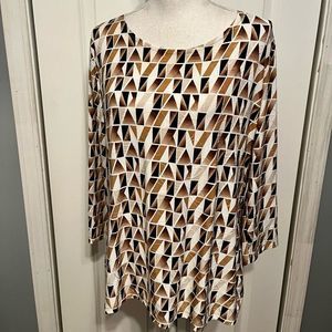Large JM Collection Block Brown Multi Color Top